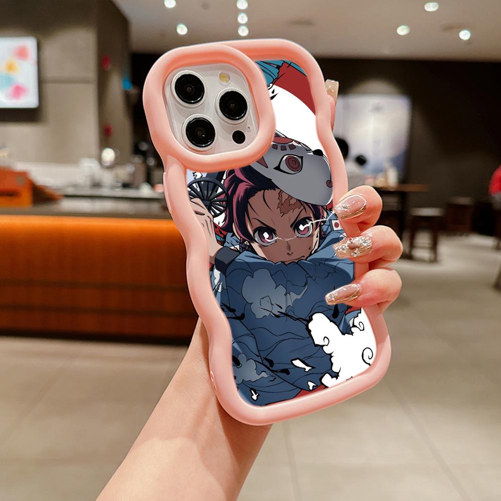 Macaron Büyük Dalga Yumuşak Telefon Kılıfı iPhone 11 12 13 14 15 Samsung A13 A14 A15 A23 A24 A25 A53 A54 A55 Xiaomi Redmi Note 13 12C Kapak A43 Demon Slayer