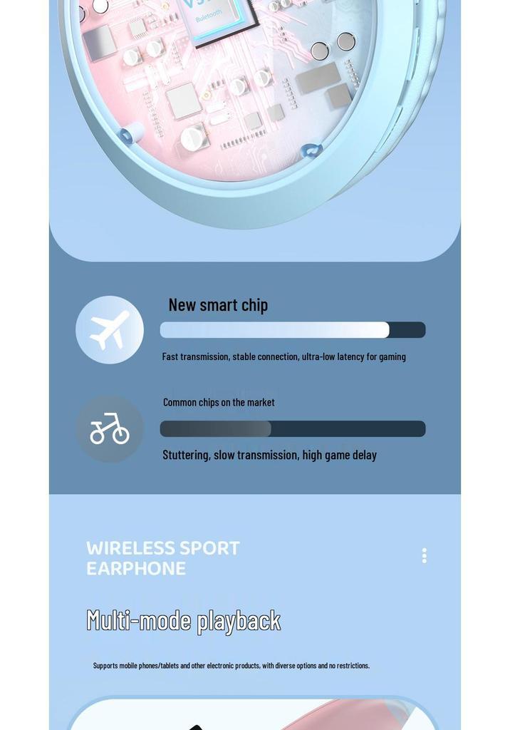 W5 Private Mold Gradient Color Bluetooth Over-Ear Headset - HIFI Heavy Bass Stereo, E-sports Low Latency