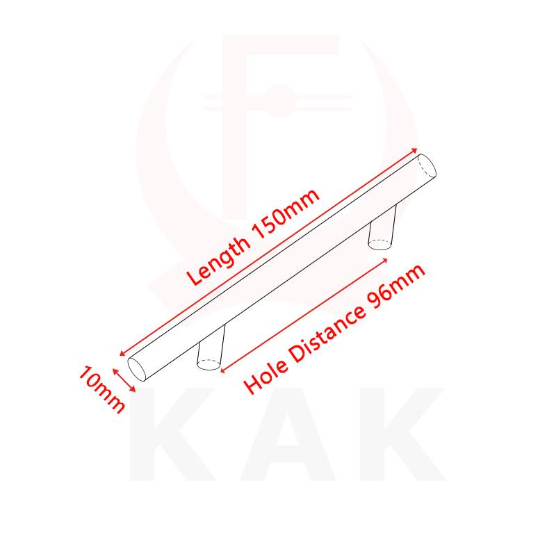KAK 2" ~ 20'' Gold Küchenschrank T-Stange Gerader Griff Knöpfe Schrankgriff Durchmesser 10mm Edelstahlgriffe Möbelgriff