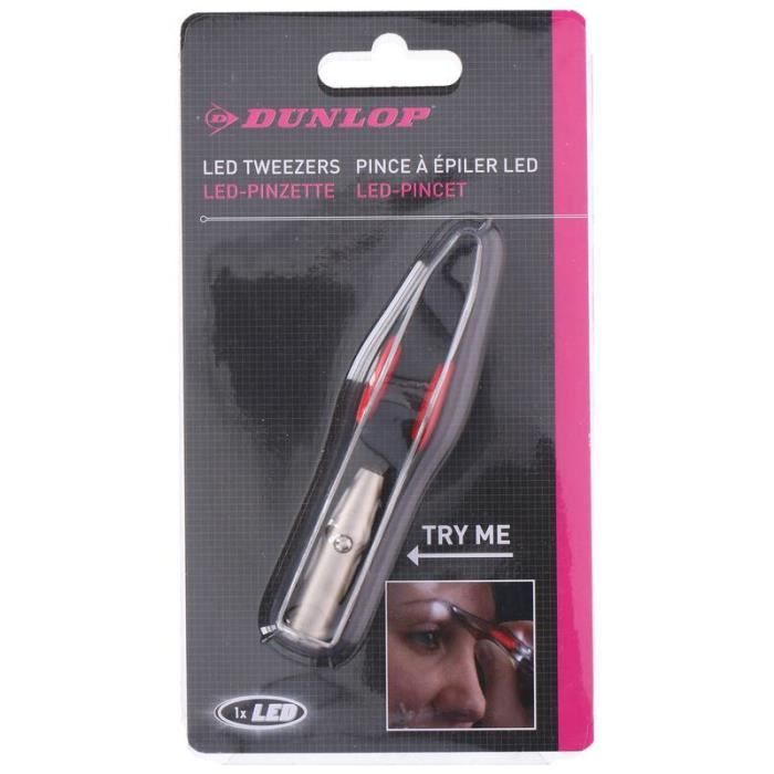 Pincette avec lumière LED - Dunlop - Pour éclairage parfait - Poignée antidérapante - Idéal pour déplacements