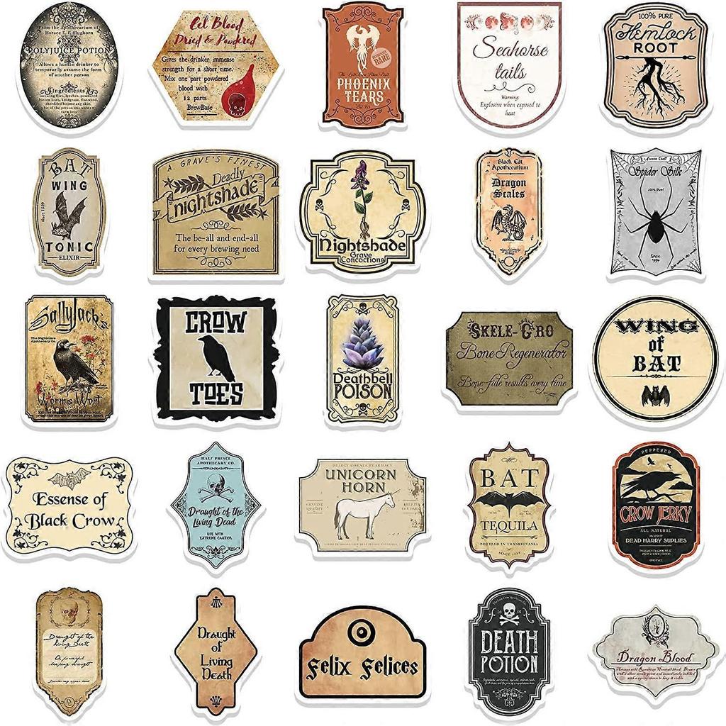 50PCS Magic bottle Stickers for Laptop and computer, HD Vintage Poster Canvas Decorative Arts Stickers Waterproof Vinyl stickers for Water Bottle Skat