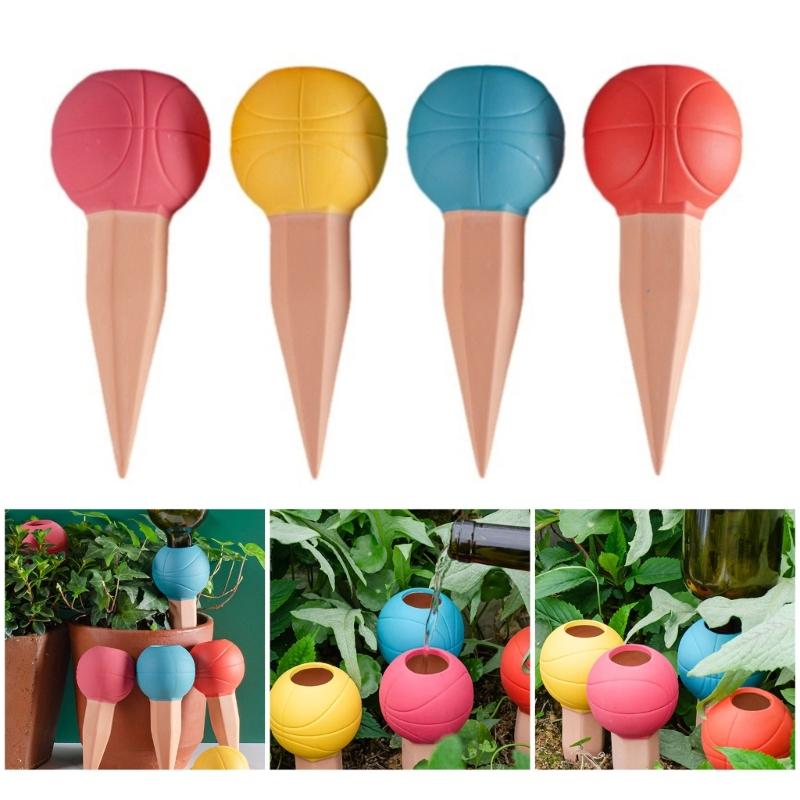4Pcs Plant Self Watering Spikes Basketball Plant Watering Globes Insert Terracotta Watering Spikes Automatic Plant Waterer