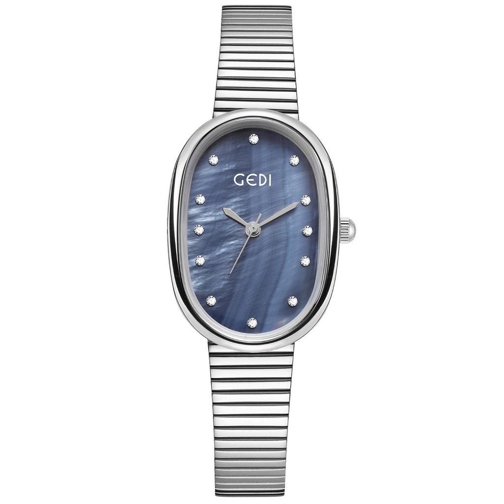 

Womens Elegant Oval Watch With Quartz Movement For Formal Wear SilverBlue