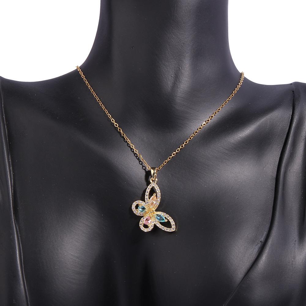 New personalized high-end butterfly pendant necklace women's colorful niche design necklace sexy temperament necklace