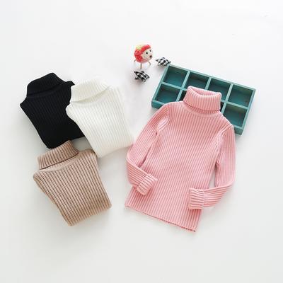 Kids Children Solid Pullover Sweater New 2024 Autumn Winter Boys Girls Turtleneck Knitted Sweaters Tops Clothing for 4-12T