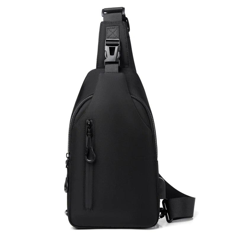 A Cool Men's Messenger Bag Casual Oxford Waterproof And Wearable Shoulder Bag Usb Rechargeable Chest Bag