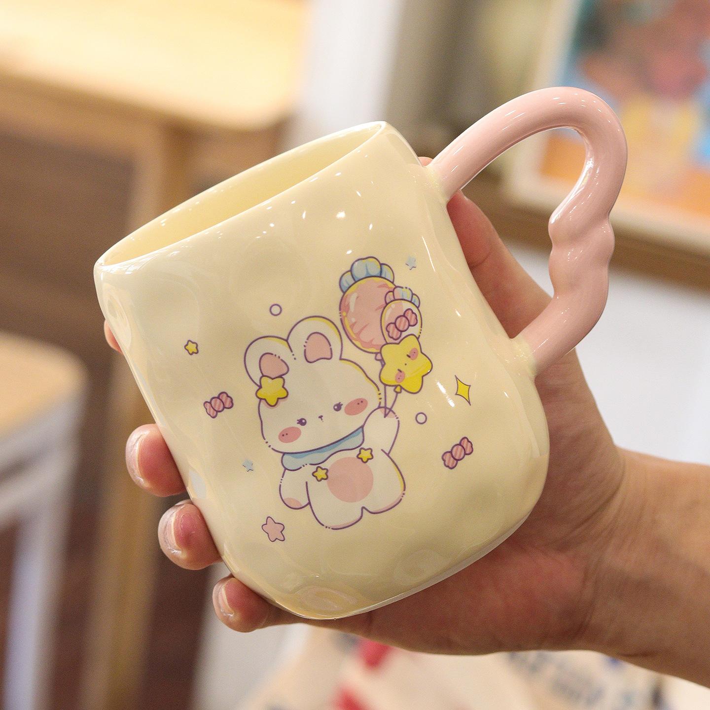 

High Appearance Level Magic Rabbit Ceramic Cup Set with Gift Box Mug with Lid Spoon Water Cup As A Souvenir Gift Cup 420ML