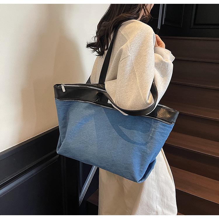 Denim Tote Bag Spring New Fashion Casual Large Capacity Shoulder Bag High Sense Armpit Bag