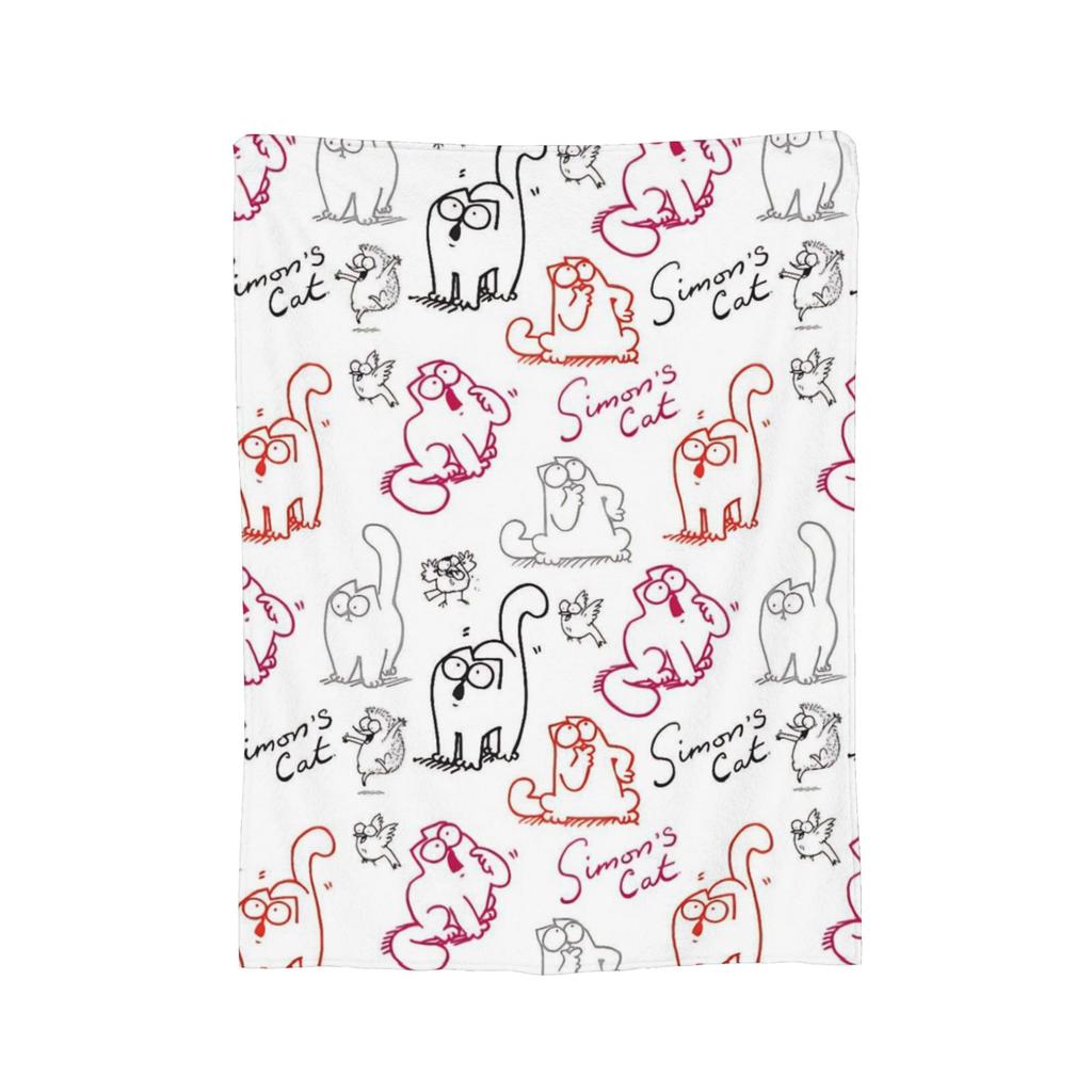 Simons Cat Humorous Cat Flannel Blankets Novelty Throw Blankets for Home Hotel Sofa 125*100cm Bedspreads,