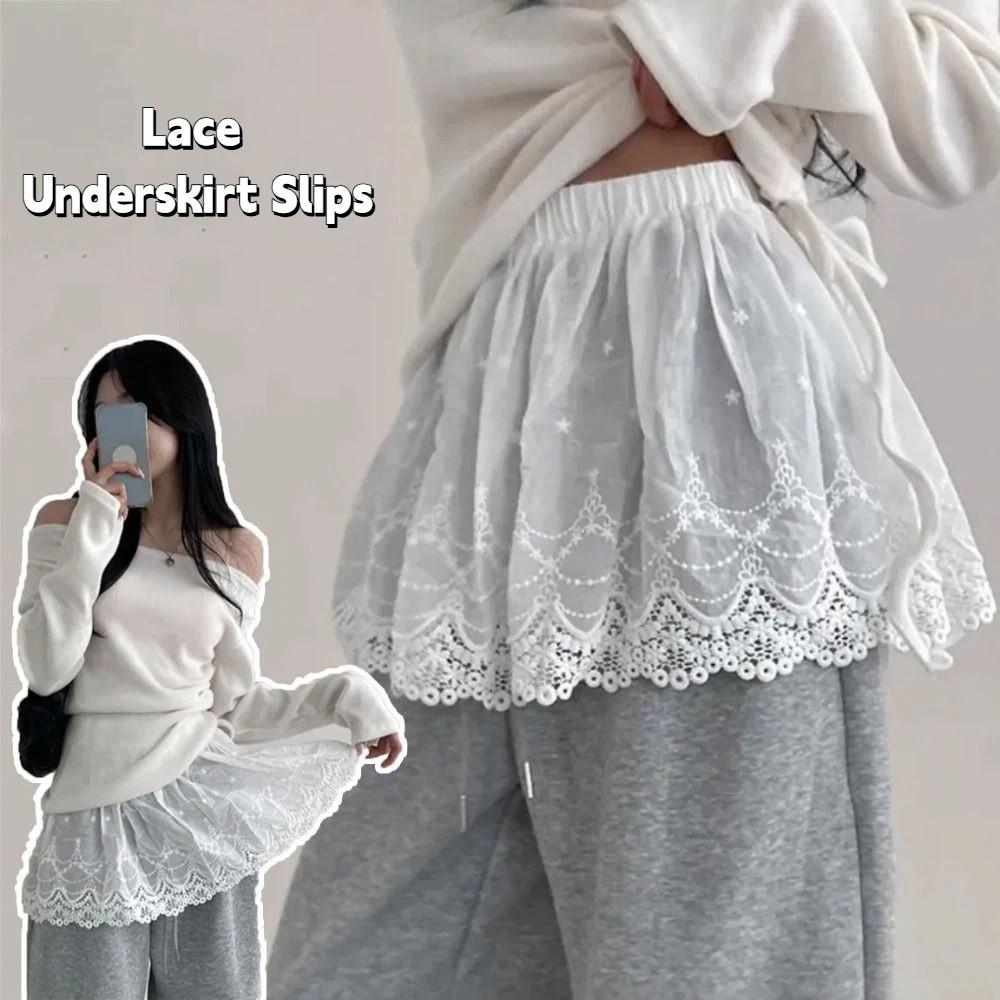 Korean Style Lace Underskirt Slips Anti-glare Lace Lining Petticoat Sweet Mini Short Dress Girls