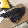 Women Thick Heel Sandals Ladies Mesh Hollow-out Pointed Single Shoes Children Middle Heel Work Shoes Footwear