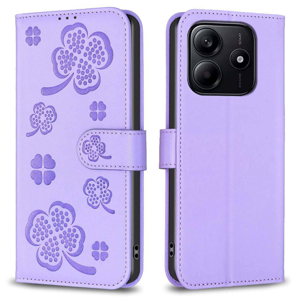 For Xiaomi Redmi Note 14 5G Case Clover Pattern Wallet Stand View Leather Phone Cover D