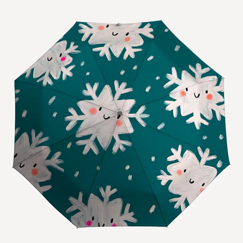 1pc Snowflakes Automatic Folding Umbrella - 8-Rib Automatic Open/Close, Large Canopy Birthday Festival Gift Yy251217167