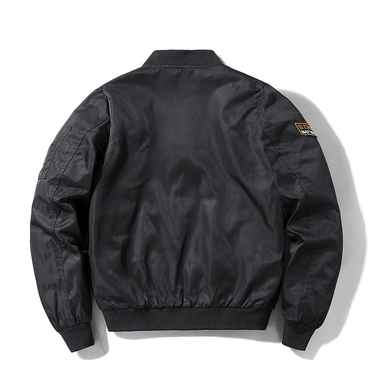 Reversible Spring & Autumn American Style Pilot Jacket with Embroidered Patches - Plus Size