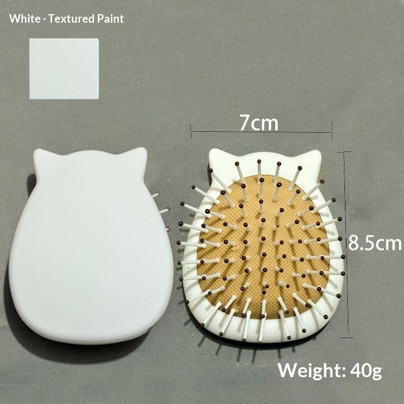 Mini Spazzola per Capelli Detangling Ombré Rosa con Orecchie da Gatto e Setole Morbide Massaggianti per Viaggio Uso Quotidiano Portafoglio