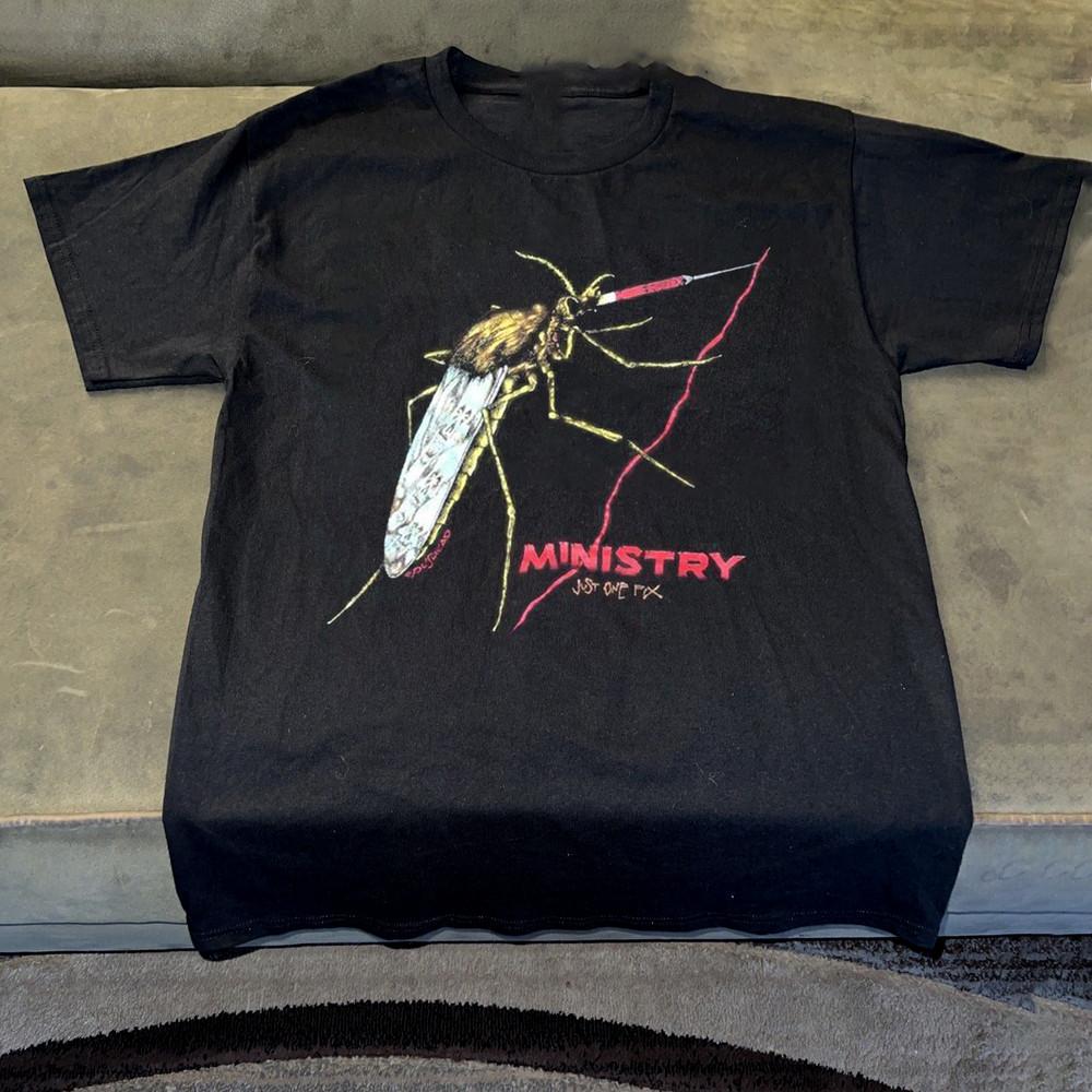 MINISTRY Just One Fix Black Concert Tour Unisex Adult T-Shirt All Size AL232 Unisex T-Shirt XXXXL