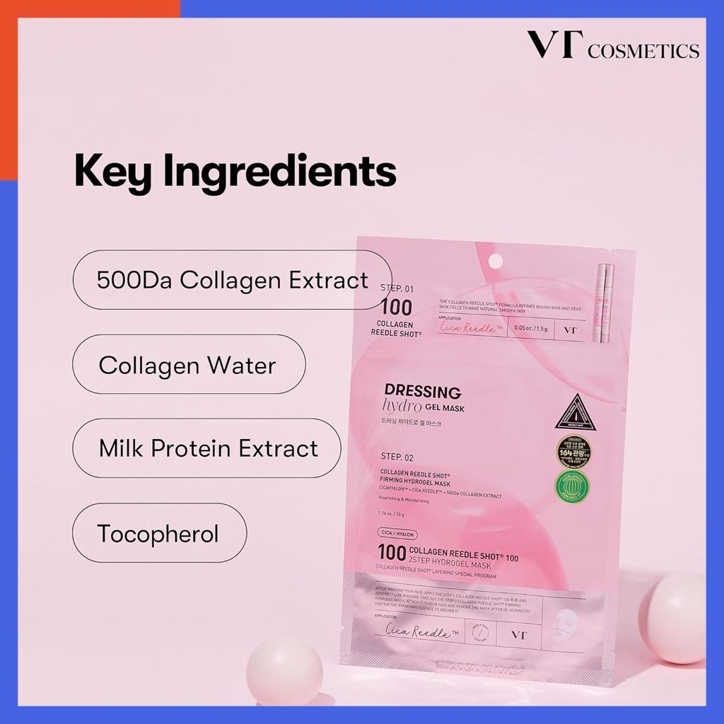 VT Mascarilla de hidrogel de dos pasos Collagen Reedle Shot 100(34,5 g x 4 unidades)