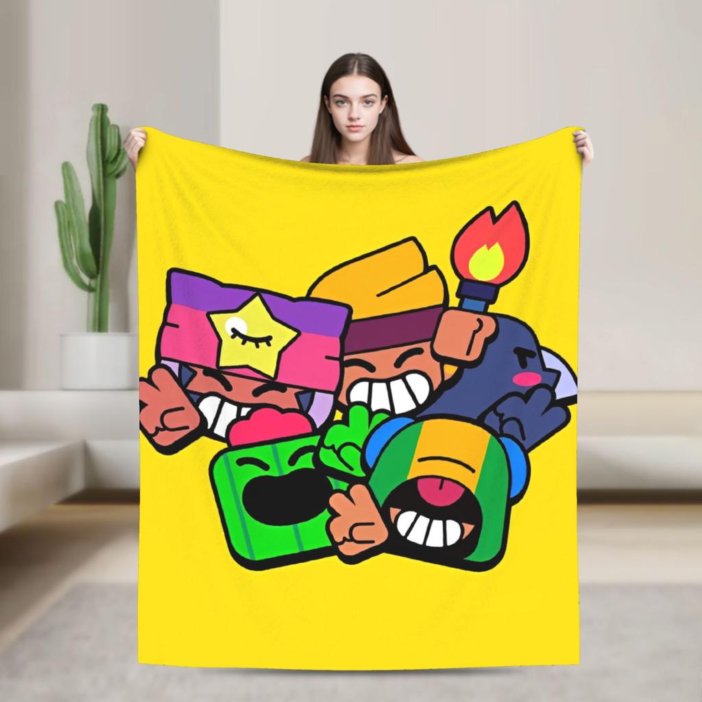 Emz Spike Squeak-Brawlld Blankets Cartoon Game Flannel Funny Warm Throw Blanket for Home Summer