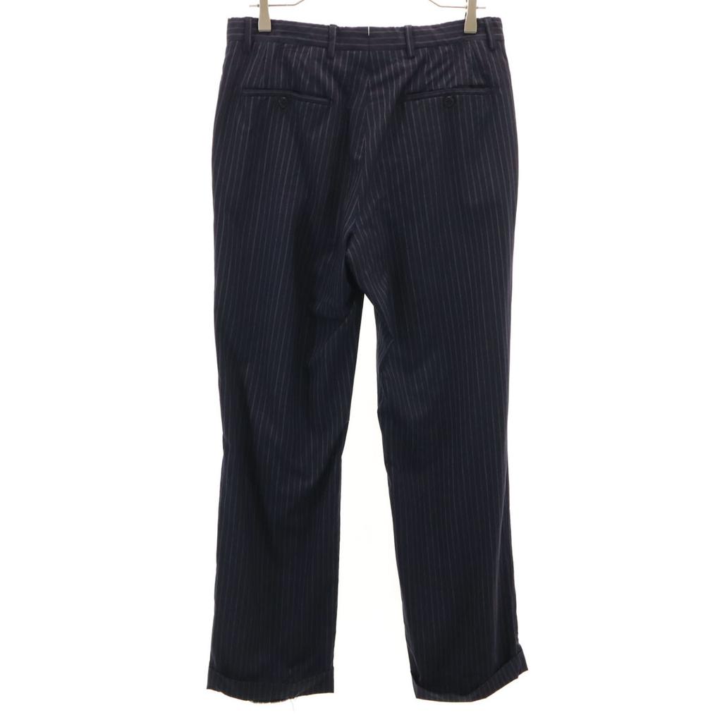 Salvatore Ferragamo Made In Italy Striped Pattern Slacks Pants 46 Navy Men's Used