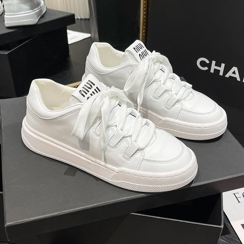 Cowhide version~ A miu's leather thick-soled heightening classic casual versatile little white shoes women's bread shoes board shoes