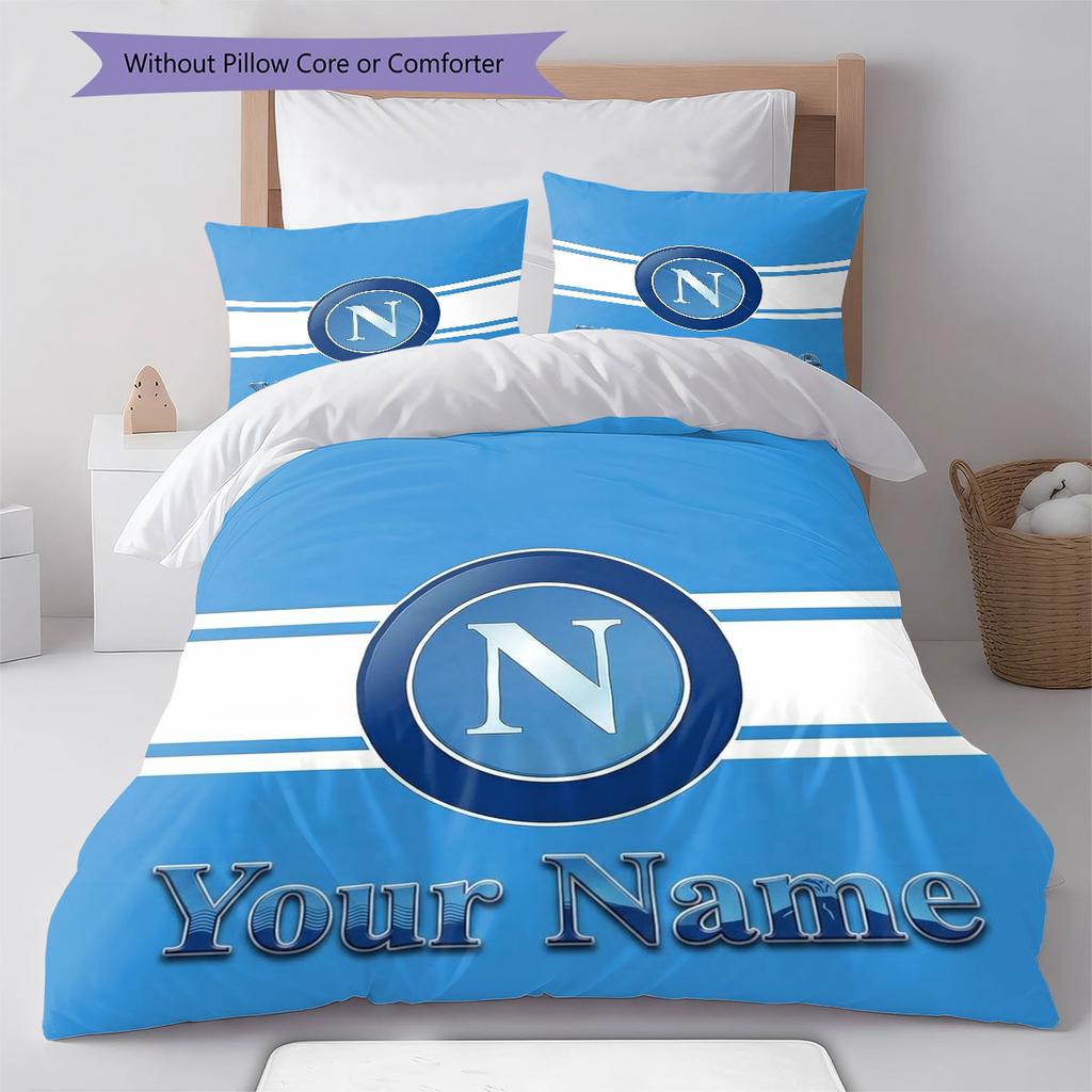 SSC Napoli Custom Name Pattern Bedding,Quilt Set Quilt Cover Pillowcase Home Birthday Gift(1 * duvet cover + 2 * pillowcase, without core)