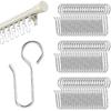60pcs Small Curtain Track Hooks, S Shaped Short Drape P for Flexible Ceiling Curtain Track Rollers, Metal Rod Clips Holder - Silver
