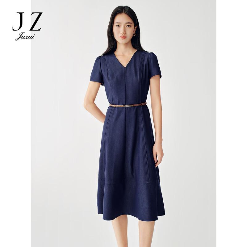 JUZUI Women s Elegant Belted Draped Dress 2XL