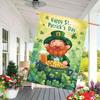 St. Patrick'S Day Polyester Garden Flag - 1pc Double-Sided, Clover & Leprechaun with Golden Coin, No Electricity Needed, Outdoor Yard Lawn Decoration