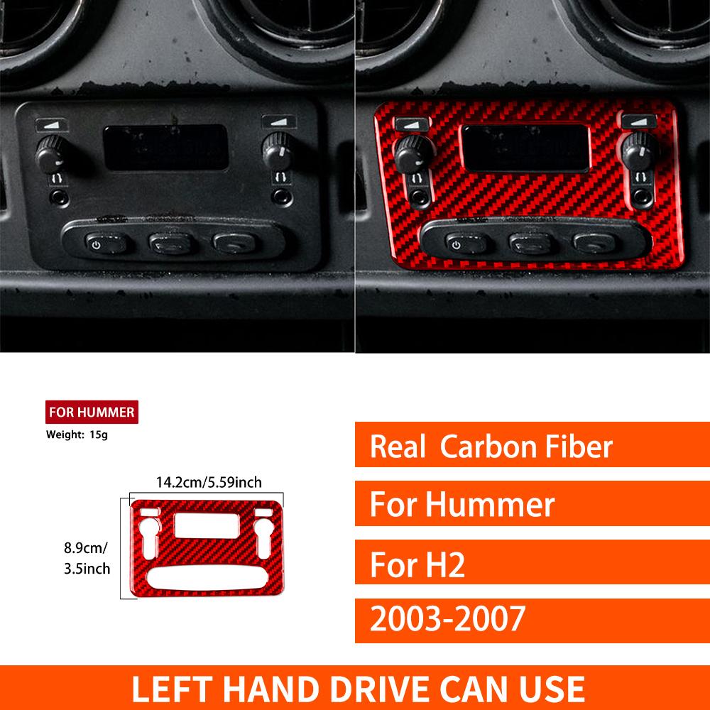 For Hummer H2 2003-2007 2012-2018 Real Carbon Fiber Stickers Rear Central AC Control Panel Car Accessories Interior Decorative