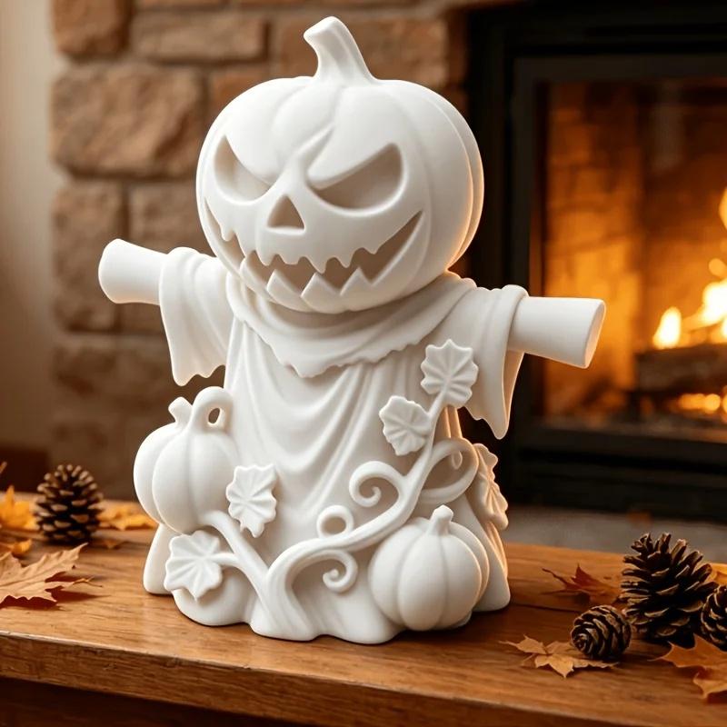 Gothic Pumpkin Scarecrow Figurines 3D Printed Miniature Halloween Leaf Spooky Lantern Statues Desktop Ornaments Home Decor Gifts
