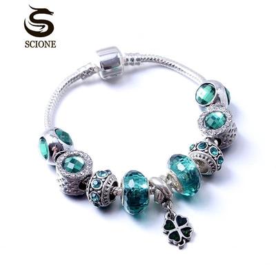 Bracelet Small Fresh Four-leaf Clover Bracelet Female Large Hole Glass Beads Bracelet