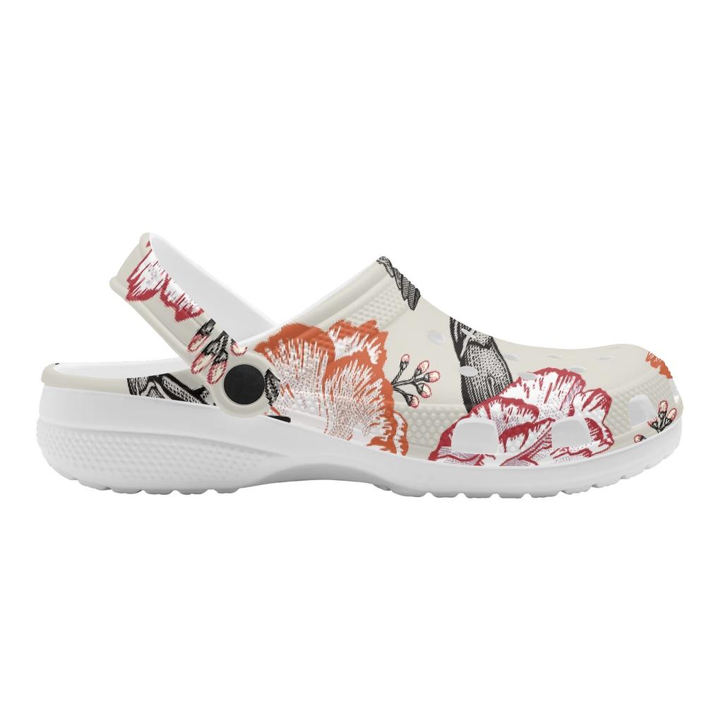 Women Men EVA Garden Clogs Bright Printed Flexible Soft Slip On Garden Shoes Beach Pool Bathroom Home Walking Shoes Home Use