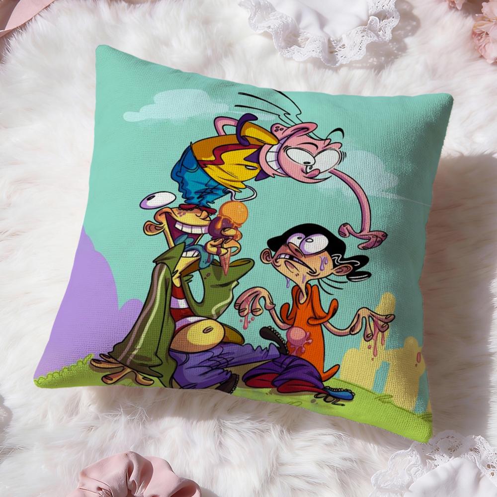 E-Ed, Edd n Eddy Cushion Cover Premium Comfort Reversible Pillow Cove -Two in One Design for Any Room & Car Interior