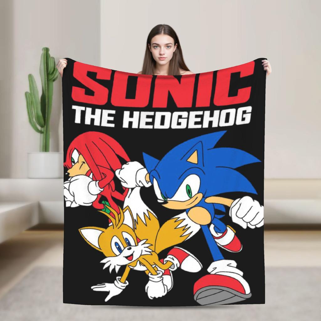 The Hedgehog Shadow Blankets Fleece Summer Air Conditioning Game Breathable Super Soft Throw Blankets for Bed Office Bedspread