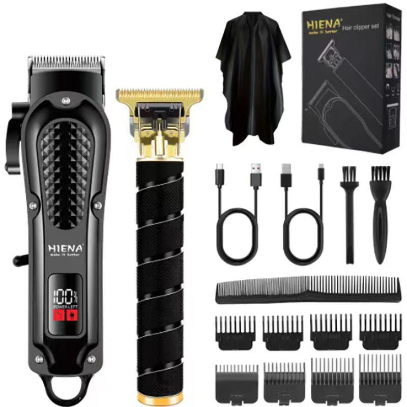 HIENA Electric Hair Clipper with Number Display, Oil Head Carving, Push Clippers for Barbers.