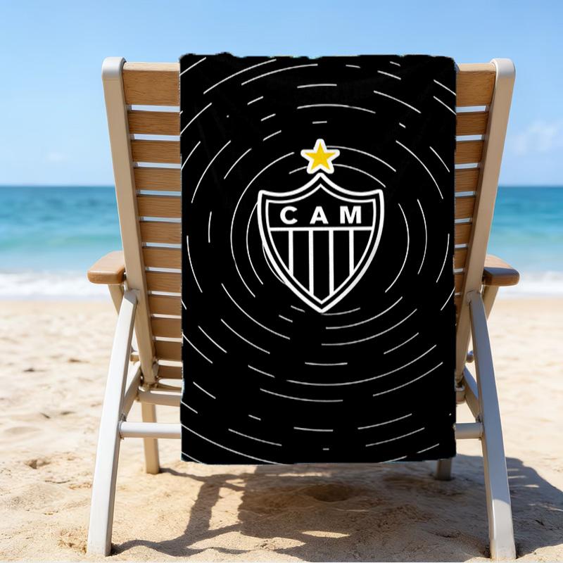 Black And White Stripes With Shield Printed Beach Towel, Super Soft Microfiber, Perfect Gift Birthday, for Pool, Beach, Travel, for family and friend