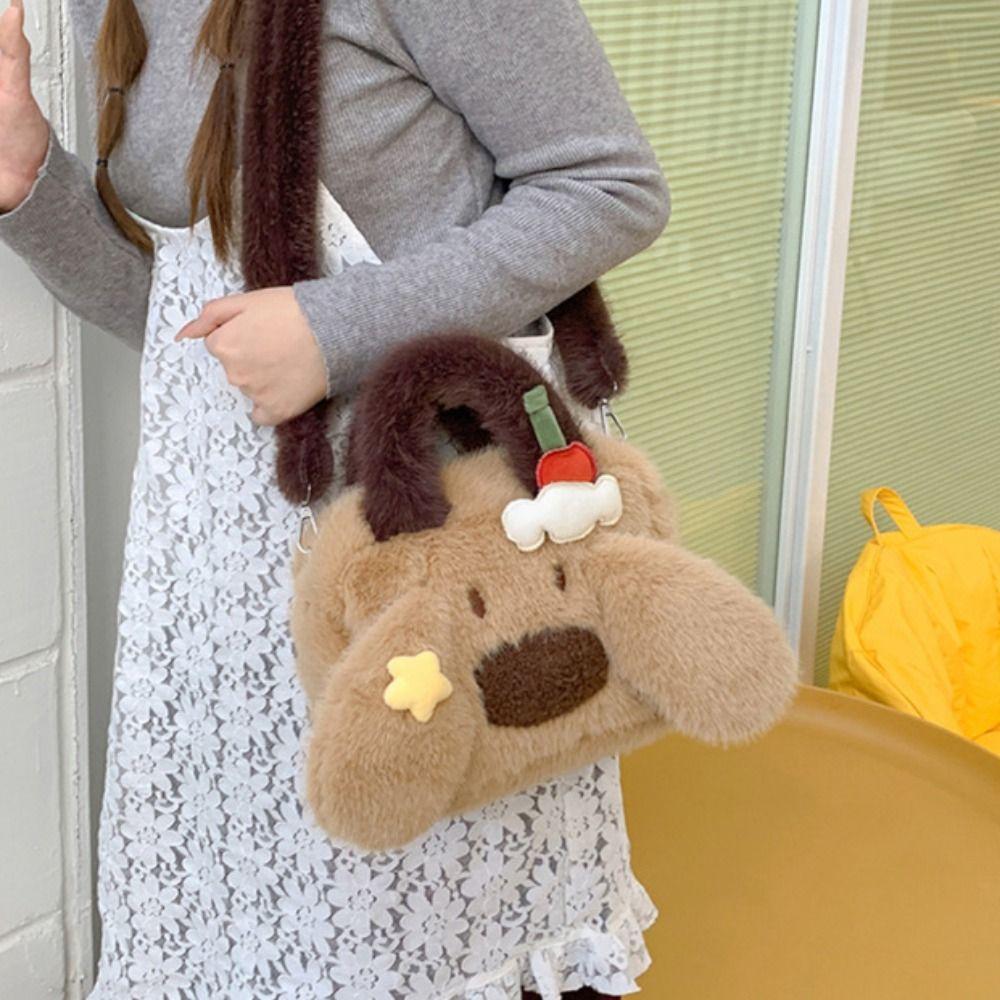 Kawaii Dog Crossbody Bag Lovely Stuffed Animal School Bag Cute Puppy Plush Handbag  Outdoor