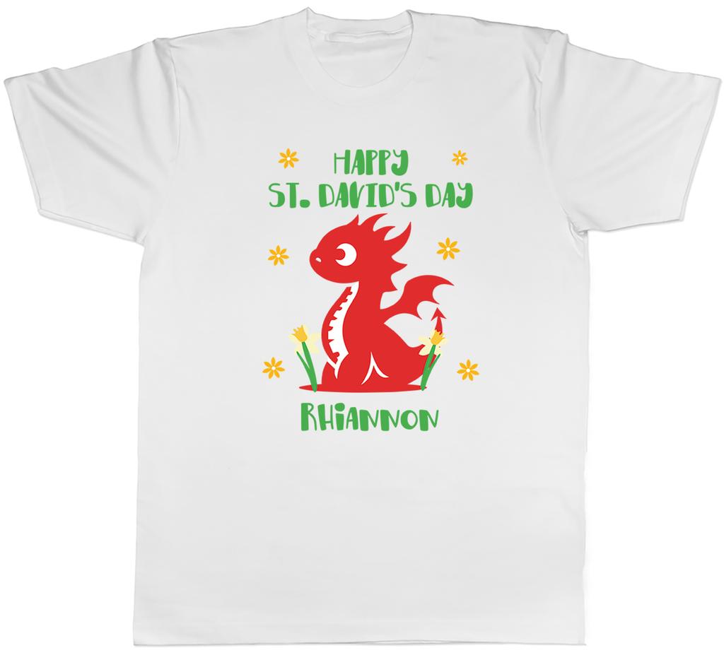 Personalised Happy St Davids Day Dragon Wales Unisexs TShirt Tee Gift Top