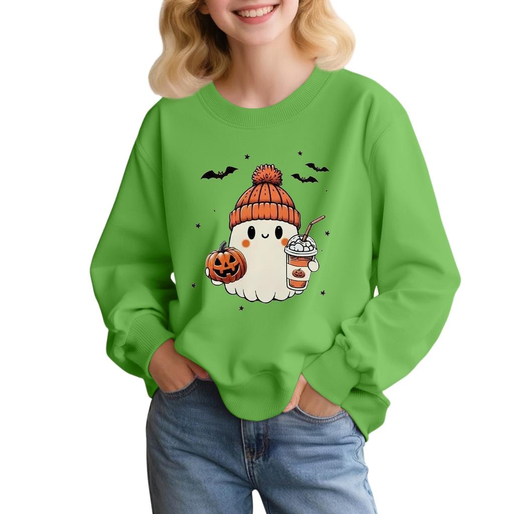 Children's Fashion Loose-fitting Casual Halloween Long-sleeved Printed Round Neck Sweatshirt