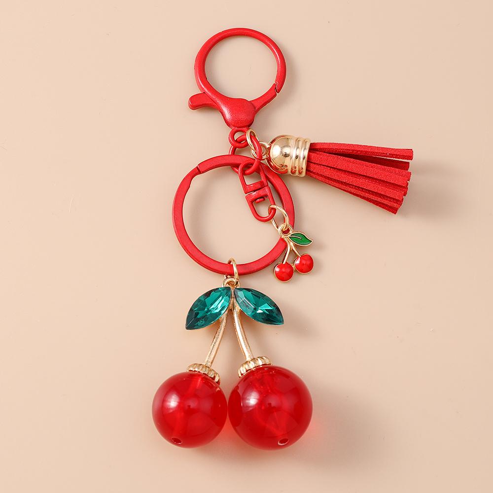 Fashion Resin Simulation Fruit Keychain Women Girls Chilli Strawberry Cherry Key Ring Pendants for Handbag Decor Jewelry Gifts
