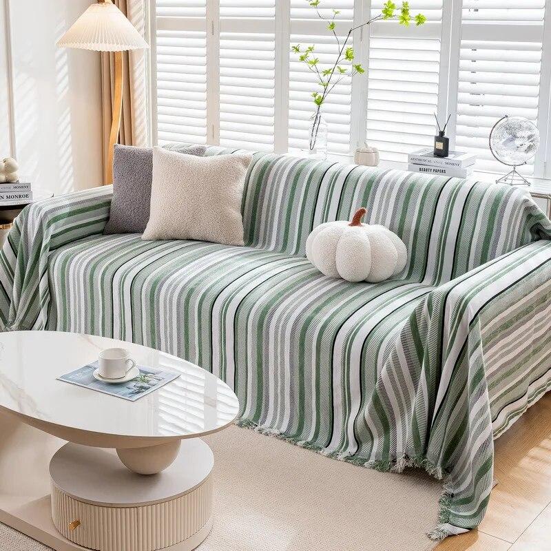 

Stripe Chenille Sofa Cover Towel All-season Non-slip Furniture Protector One Piece Soft Blanket for Living Room 180x130cm1pcs
