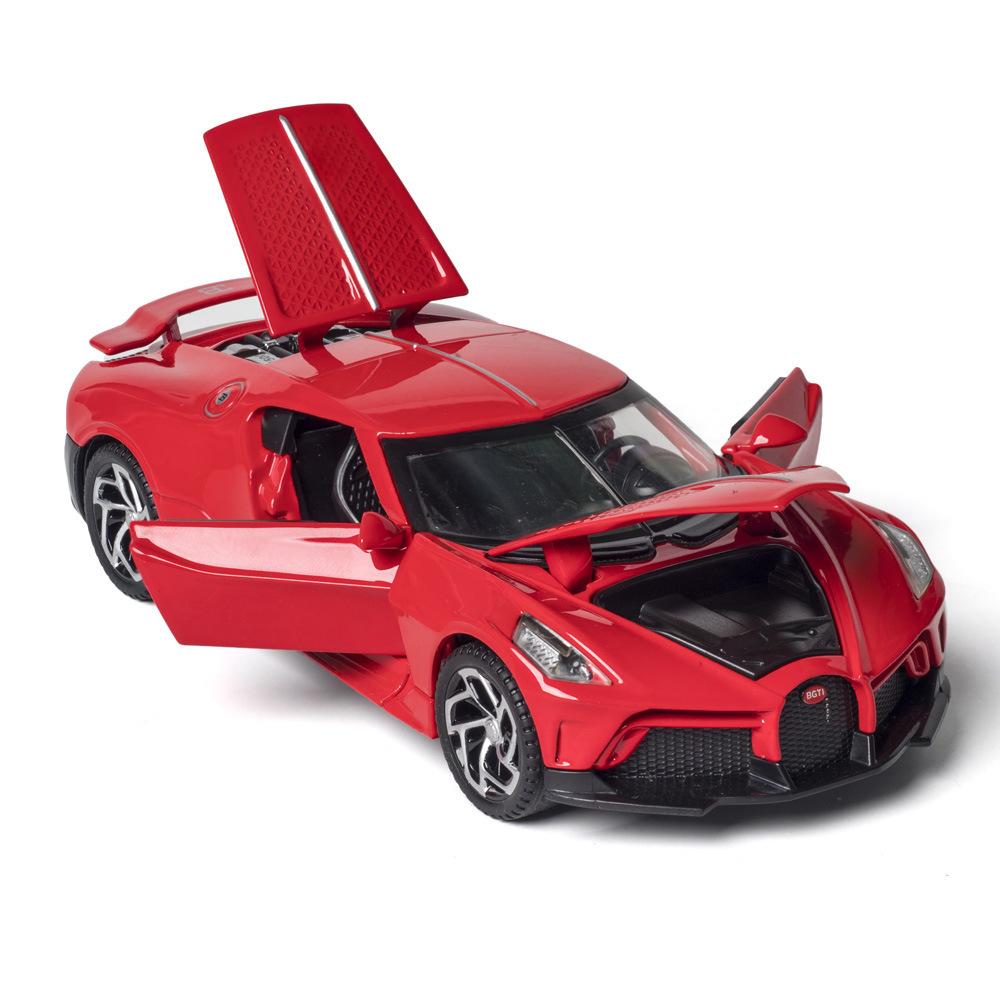 1:32 Modellautos von Bugatti La Voiture Noire, Spielzeug zum Zurückziehen aus Zinklegierung mit Ton und Licht für Kinder, Jungen und Mädchen, Fahrzeugsammlung, Nachbildung von maßstabsgetreuen Automodellen
