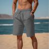 Men Pants Men Swim Trunks Versatile Men's Summer Beach Shorts with Pockets Drawstring Elastic Waist Solid for Daily for Casual