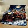 Christmas Train Snowy Night Blanket Bedroom Blanket for Livingroom Couch Lunch Break Soft Throw for Friend's Festival Gift
