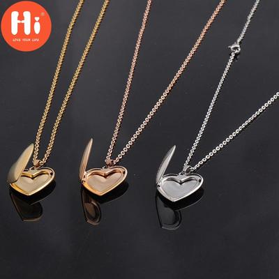 Hi Love Herz-Medaillon-Anhänger für Damen und Herren, zu öffnende Po-Rahmen-Bild-Halskette