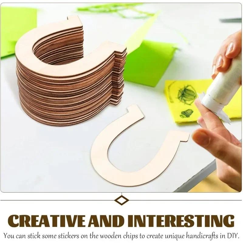 10pcs/lot Wooden Horseshoe Cutouts, Unfinished Wood Horseshoes Blank Horseshoe DIY Horseshoe Chips for DIY Craft Wedding