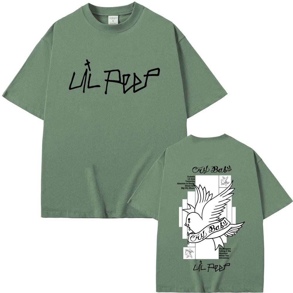 Rapper Lil Peep Crybaby Album Graphic T Shirt Men Women Hip Hop Fashion Tshirts Male Casual Vintage Oversized Short Sleeve Tees