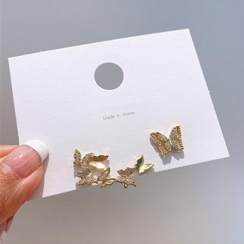 1010 New Earrings Tide Korean Temperament Internet Celebrity Super Fairy Butterfly Stud Earrings Earrings Women's Ear Clips Earbone Studs
