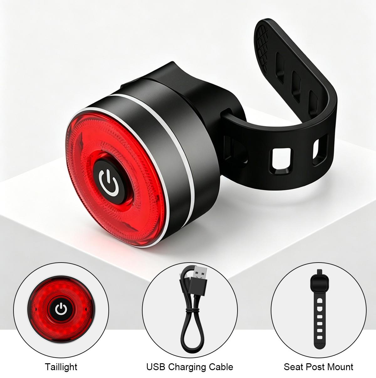 Smart Brake Sensor Bike Tail Light USB Rechargeable IP65 Waterproof Ultra Bright LED Mountain Road Bicycle Rear Lamp Flash Red
