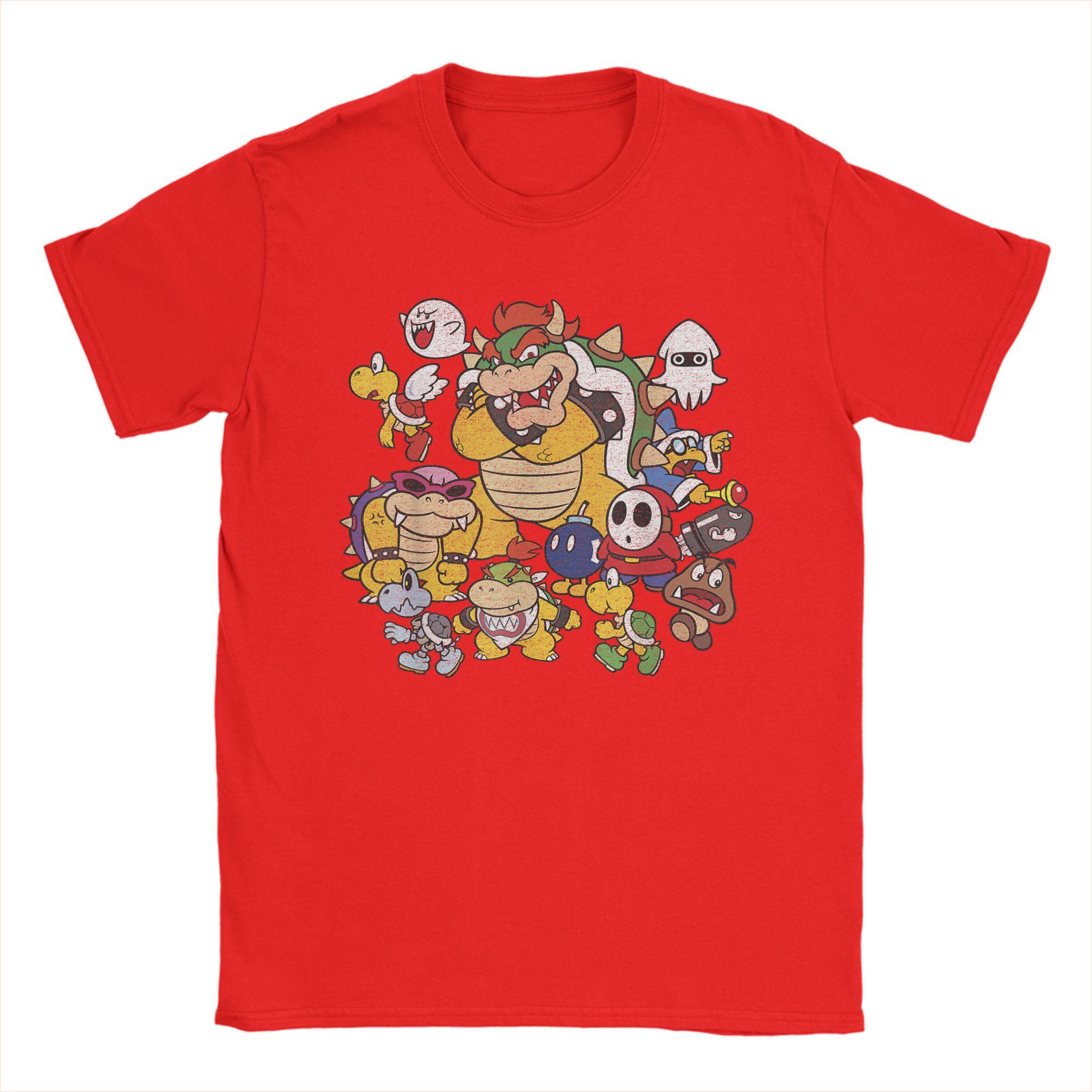 

Super Marios Bowser Enemy Group Shot T Shirt for Men 100 Cotton Awesome TShirts Tee Shirt Short Sleeve Clothes Plus Size M